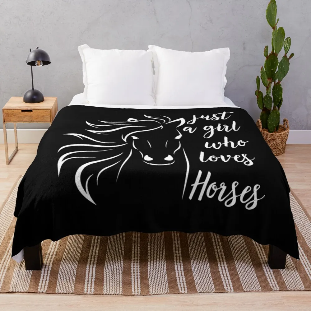 

Just A Girl Who Loves Horses Throw Blanket Sofa blanket velour