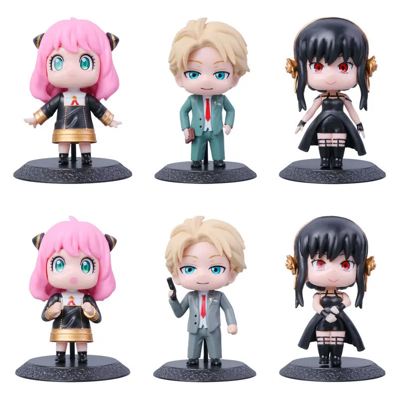 

6pcs Q Version SPY FAMILY Anime Figure Anya Twilight Figure Loid Forger Anya Forger Yor Toy Collectible Model Toys Kid Gift 10cm