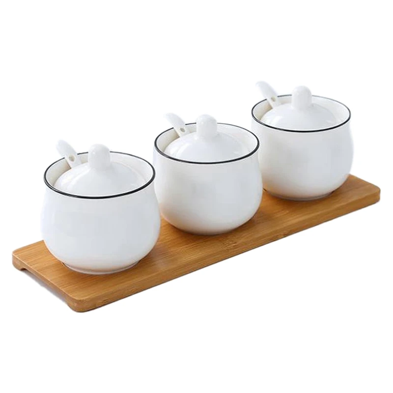 

Creative Ceramic Seasoning Can Black Line Drum 3 Piece Ceramic Can Seasoning Box Bottle