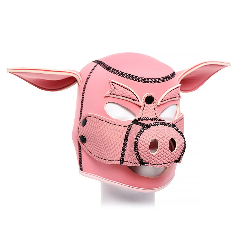 

SM Slave Piggy Headgear Of Bdsm Bondage Pig Play Pink Hood With Openable Mouth For Fetish Slave Cosplay Adult Game Flirt Sex Toy