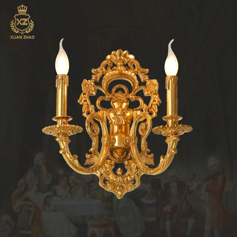 

XUANZHAO Baroque Style Classical Brass Wall Lamp Led Sconce Lamp Vintage Wall Lamp Indoor Living Room Bedroom Bedside Lamp