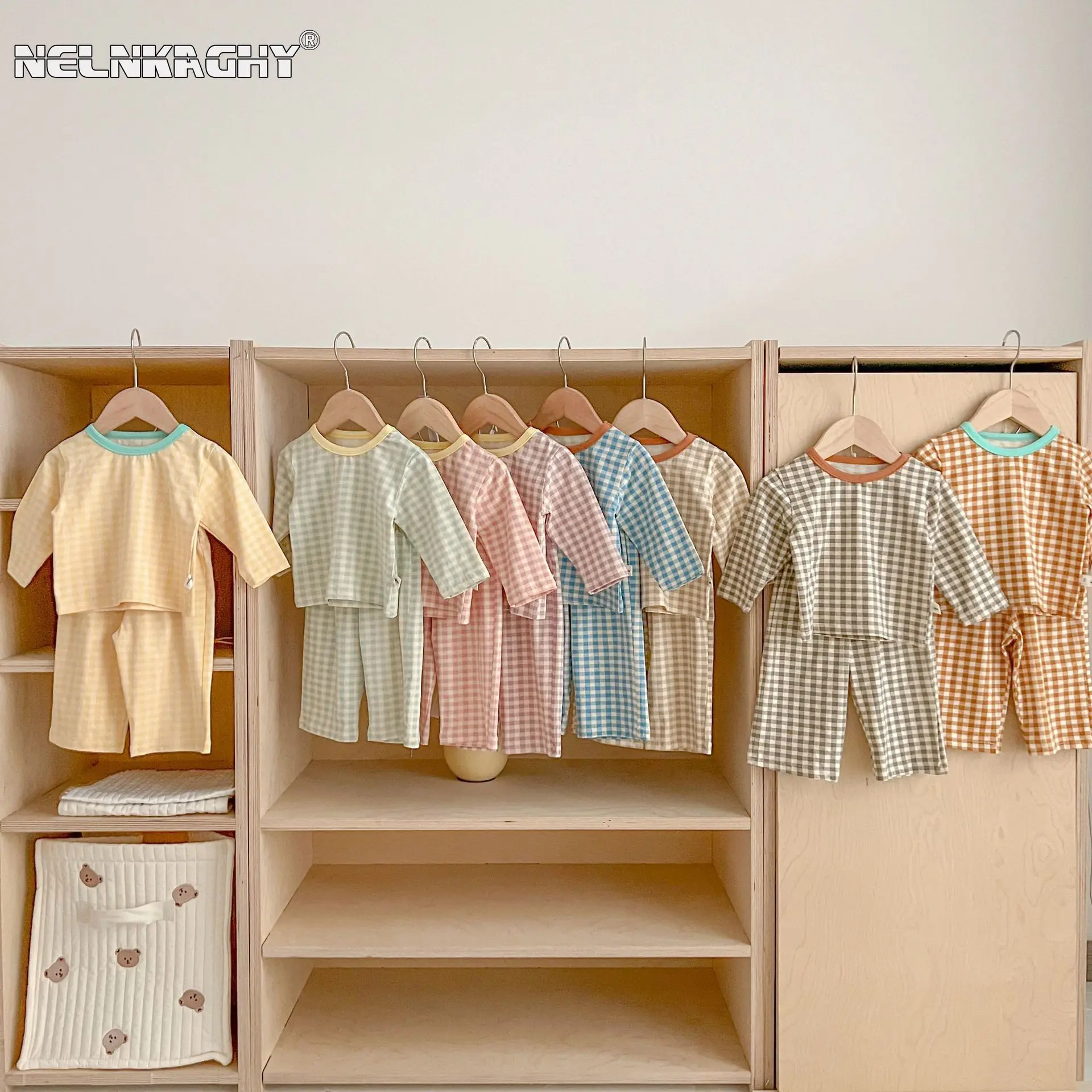 

2023 Autumn New In Newborn Baby Girls Boys Full Sleeve Plaid Top Shirts+pants Infant Kids Cotton Clothing Set 2pcs 0-3Y