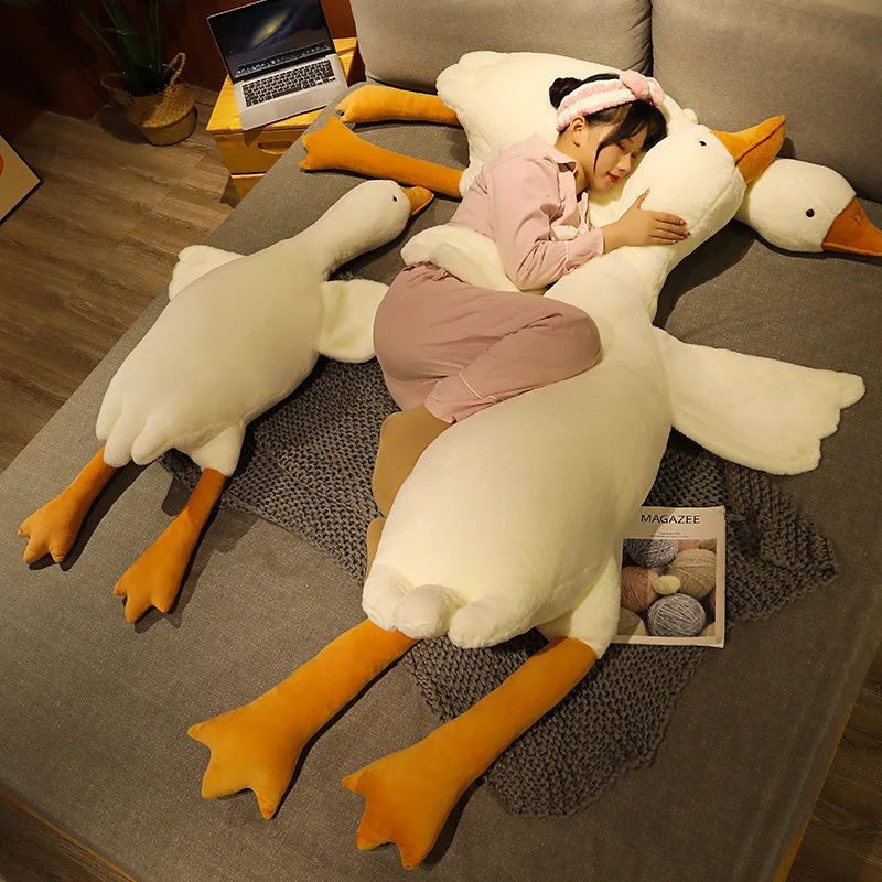 

50/90/130/160cm Big White Goose Plush Toy Cartoon Cute Lying Giant Duck Stuffed Animal Pillows Soft Dolls for Kids Birthday Gift