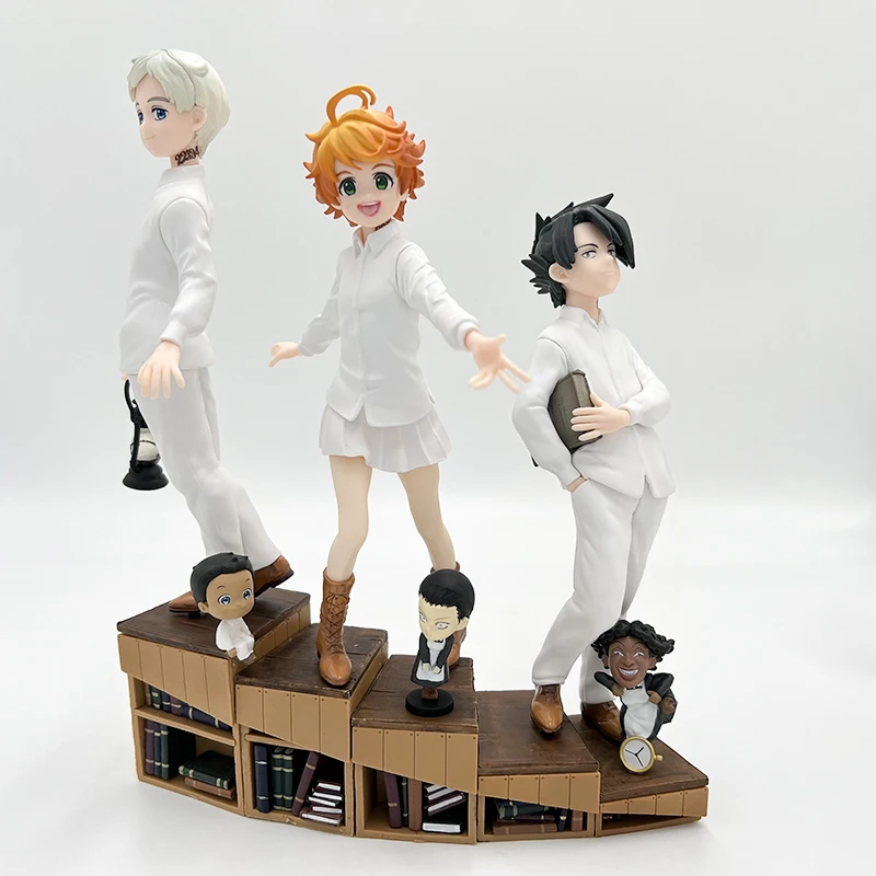 

20CM Anime The Promised Neverland Figure Emma Norman Ray Collectible Seated Sofa Doll Model Toys PVC Collection Figurine Gifts