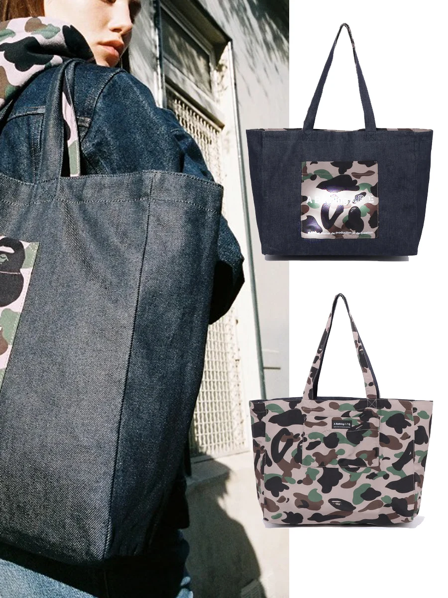 

FNJACK Denium Jean Tote Bag Available on both sides 100% Cotton Hand Bag Adult Tote Bag