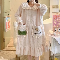 autumn and winter new velvet warm pajamas casual fashion trend wild pure color printing lovely sweet pajamas