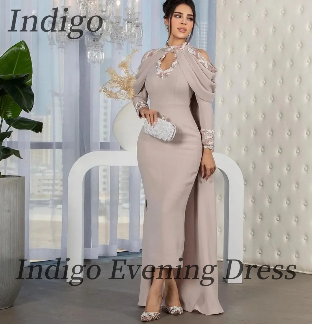 

Indigo New Prom Dresses High Neck Mermaid Ankle-Length Cut-Out Women Formal Patry Elegant Dress 2024 Saudi Arabia فساتين الحفلات