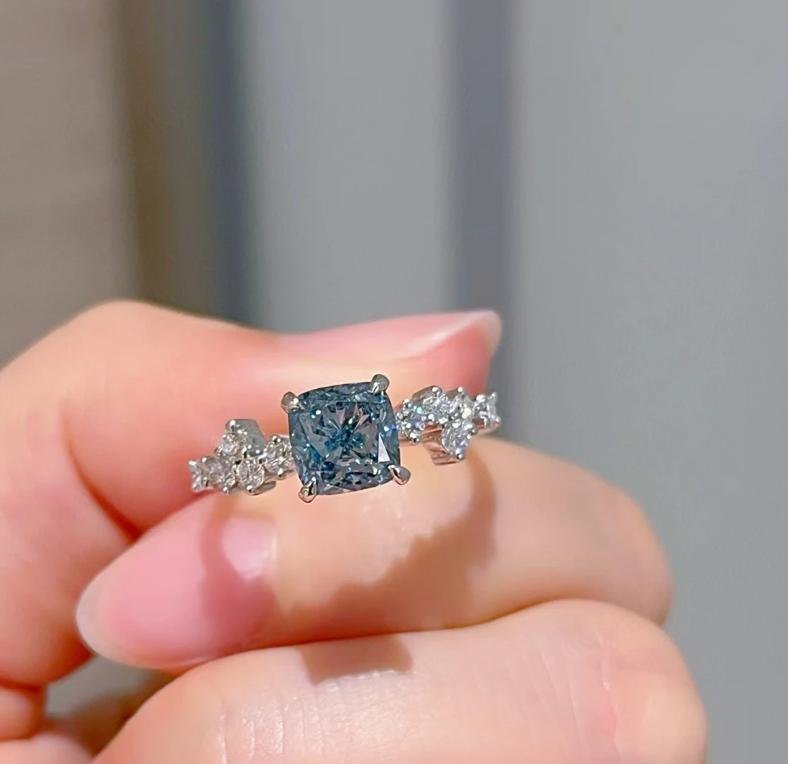 Фото 18-каратное настоящее золото Lab Grow Diamond, зеленая подушка с бриллиантами, 1,5 карата, обручальное кольцо IGI PT950, платиновое кольцо на заказ, подарок на День святого Валентина №4