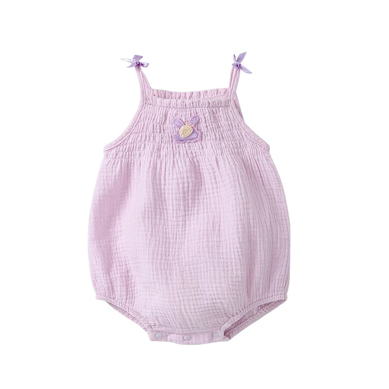 

2023 Handmade Smocking Rompers for Newborn Babies Kids Sleeveless Summer Smocked Bodysuits Children Cotton Suspender Jumpsuits