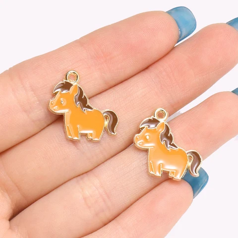 10 шт., мультяшные эмалированные подвески со свиньей и лошадью, подвески в виде животных из сплава для самостоятельного изготовления ювелирных изделий, милые серьги, браслет, аксессуары, принадлежности