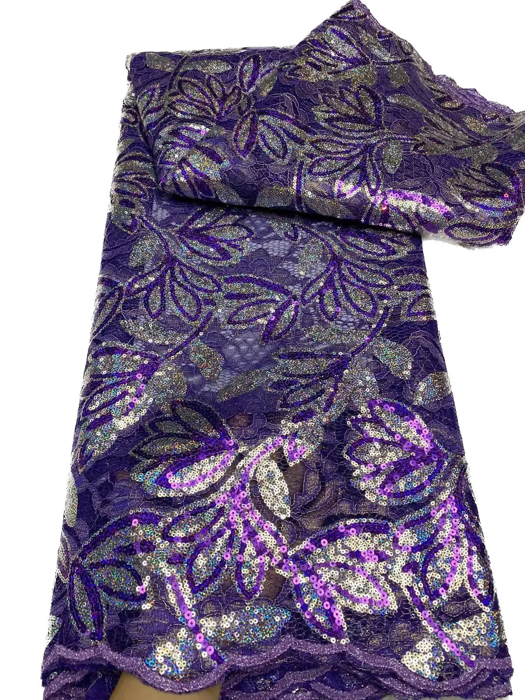 

YQOINFKS French Lace Fabric Embroidery Wedding Dress Double Net Sewing Craft Cloth African Women Part Banquet Costumes YQ-7133