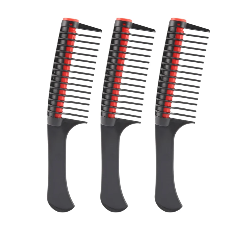 

3 Pack Hair Comb, Comb Roller, Detangling Roller Comb Integrated Hair Roller Comb, Anti Splicing Comb For Salon Barber Hair Dye