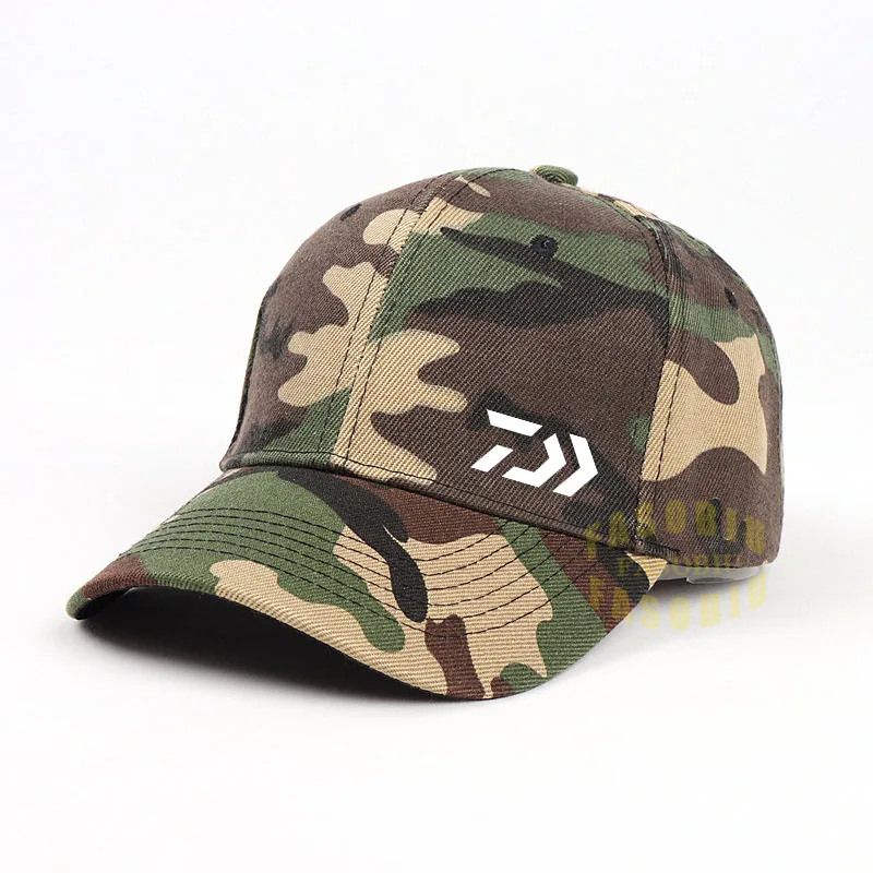 

Daiwa Summer Camouflage Men's Fishing Caps Outdoor Sports Travel Sunscreen Sunshade Sun Hat Adjustable Windproof Fishing Hats