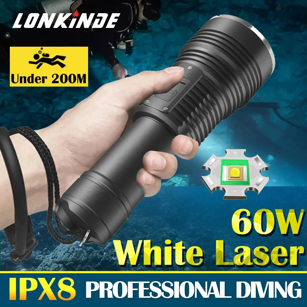 LONKINDE Подводный фонарь 10000LM IPX8 60Вт