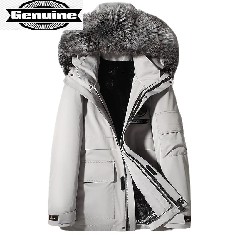 

Mink Real 2023 Fur New Liner Coat Men Warm Hooded Parkas Fox Fur Collar Jacket Men's Clothing Parka Veste Homme WPY3313