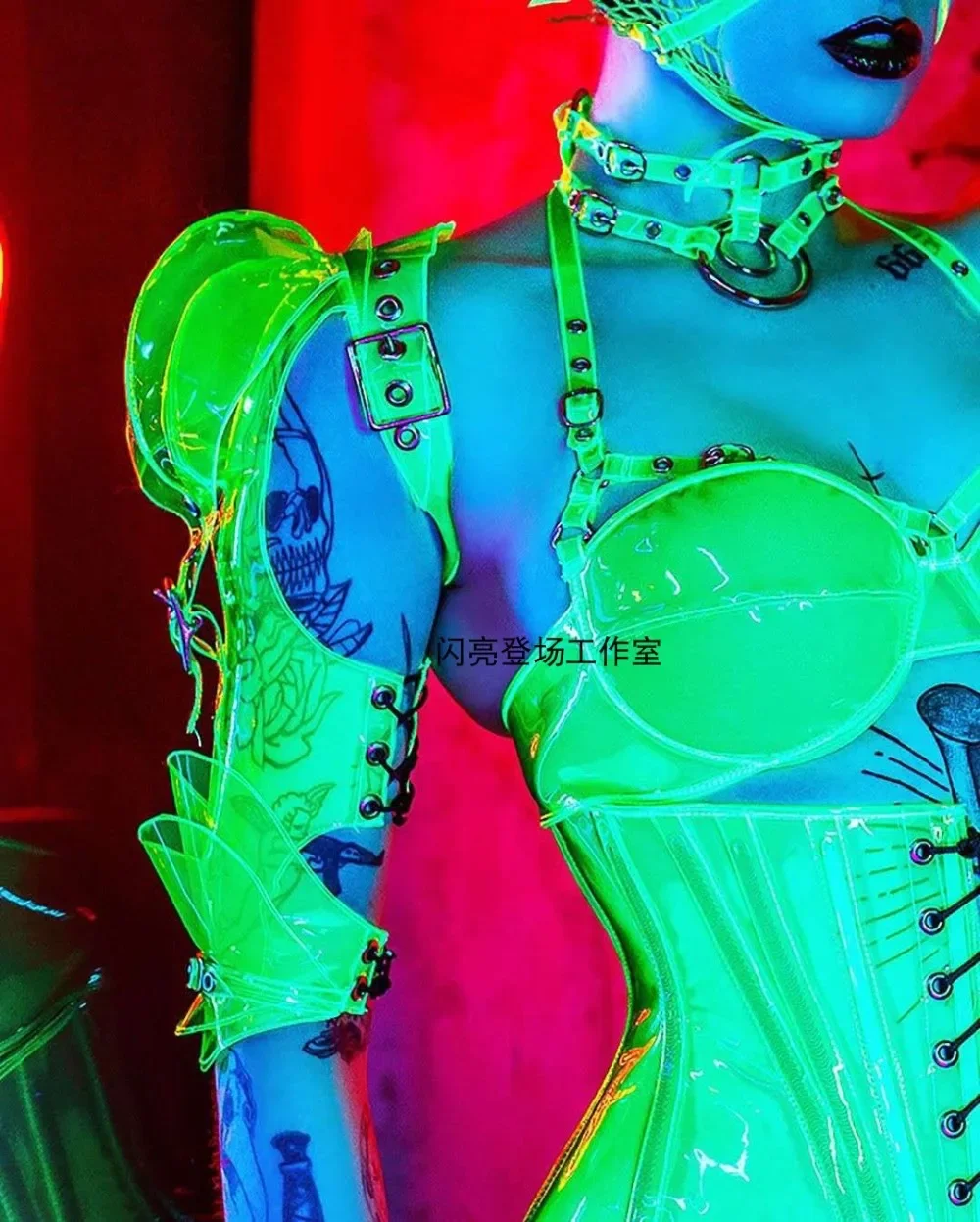Future Technology Costumes Nightclub Bar Sexy Fluorescent Green Bikini Girdle Female Singer Ds Party Halloween Clothes (art.: 3920ca6905395) - 3920ca6905395