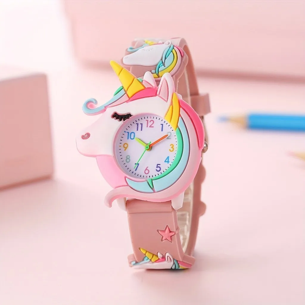 [Часы + браслет] Новый детский набор с мультяшным рисунком единорога для