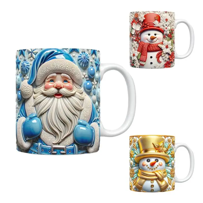 

3D Christmas Ceramic Mug 350ml Storage Drink Organizer Cup Multifunctional Creative Snowman Print Mug With Handle For HomeSupply
