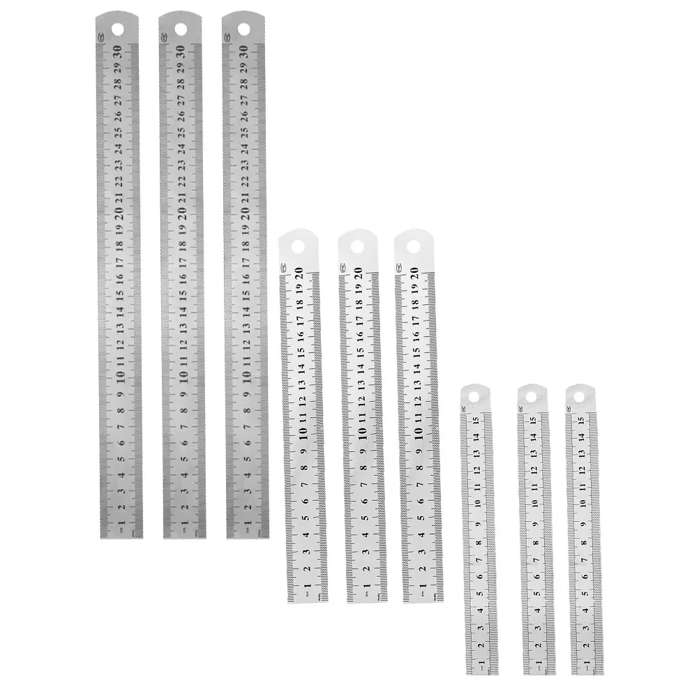 

9 Pcs Construction Rulers Metal Rulers Metric Ruler Metal Ruler Set Ruler Sewing Steel Ruler Machinist Ruler