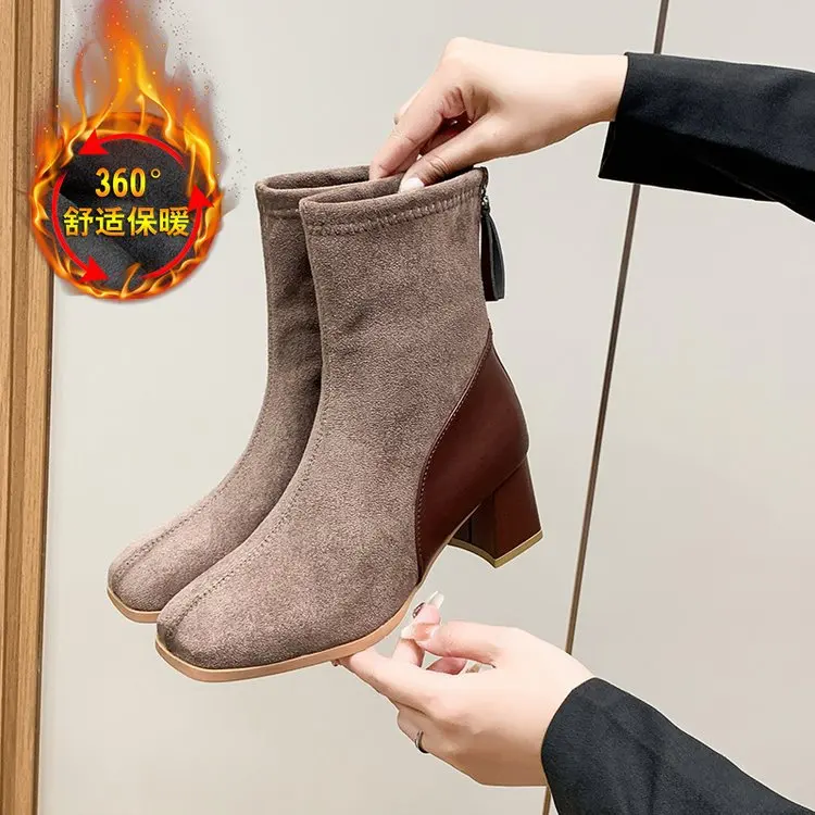 

Женские ботинки на молнии, осенняя женская обувь, зимняя обувь, сапоги-женские роскошные дизайнерские резиновые дамские ботильоны в римско...