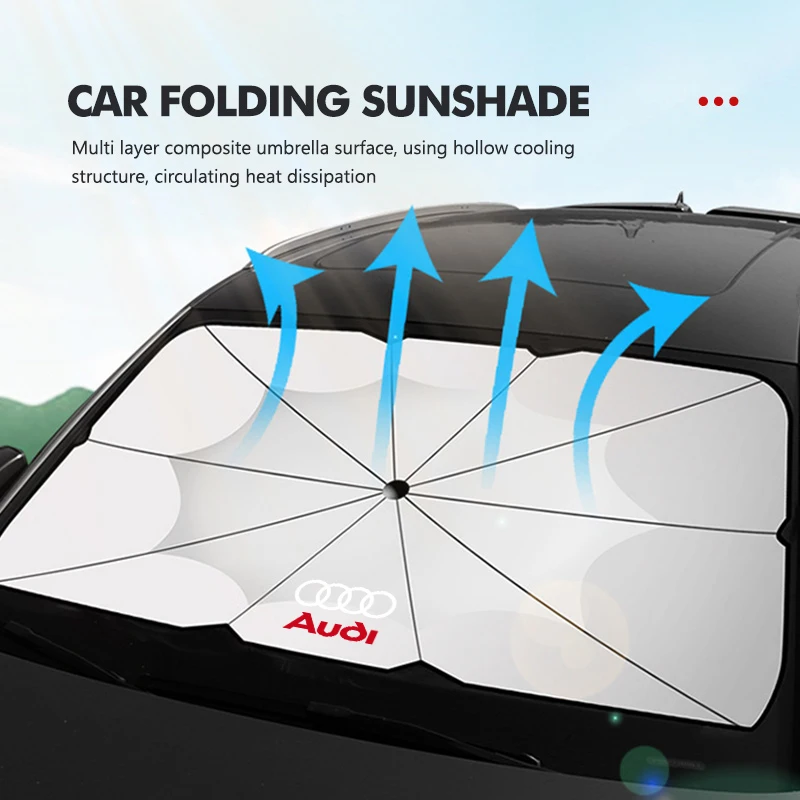 Фото Солнцезащитный козырек-зонт для лобового стекла с логотипом Audi, блокирующий УФ-лучи, аксессуары RS SLINE A1 A2 ABT Quattro S A3 A4 A5 A6 A7 №1