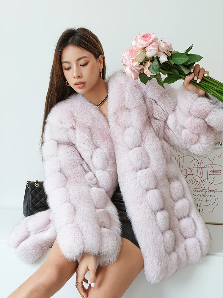 Fangtai 2023 New Fashion Winter Warm Luxury Natural Real Fox Fur Coat Women Plus Size Outwear FemaleVest Coats Jacket For Women