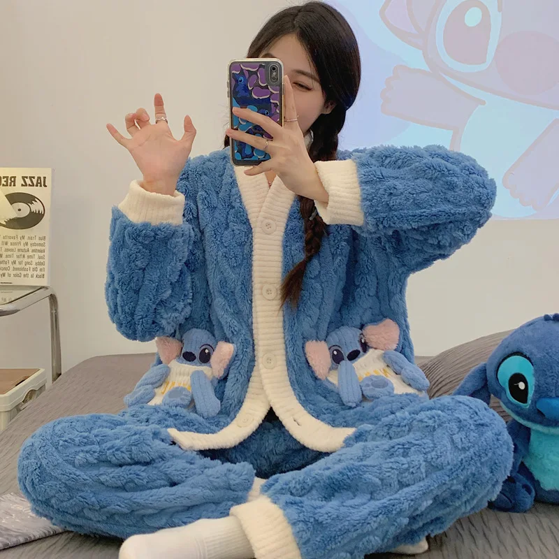 Пижамы Miniso Stitch с героями мультфильмов коралловый флис сохраняющие тепло