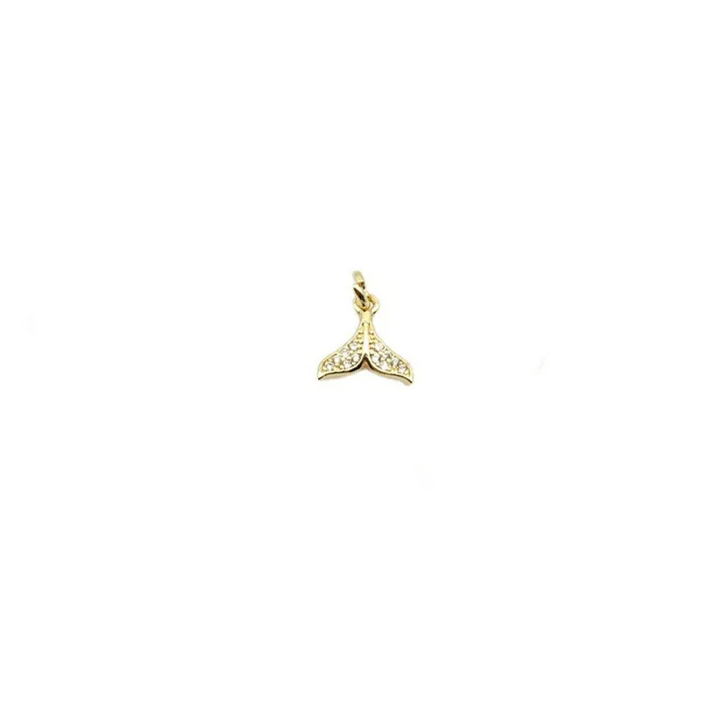 10Pcs Brass Micro Zirconia Inlay Pendant Fishtail Love Leaves Necklace Connectors For Diy Jewelry Earrings Making Accessories