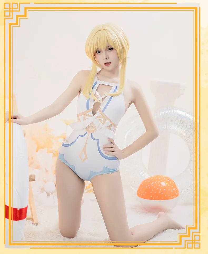 

Genshin Impact Lumine Swimsuit Swimwear Doujin Lumine Cosplay Costume Sexy Women Outfit Suit Summertime Dress