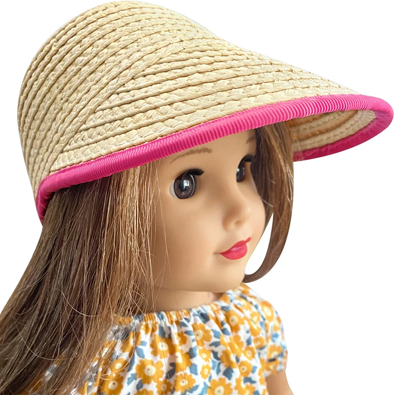

Modern Doll House Hand-made Straw Sun Visor Straw Hat Sun Cap Beach Hat For 1/6 18 Inch Doll Accessories