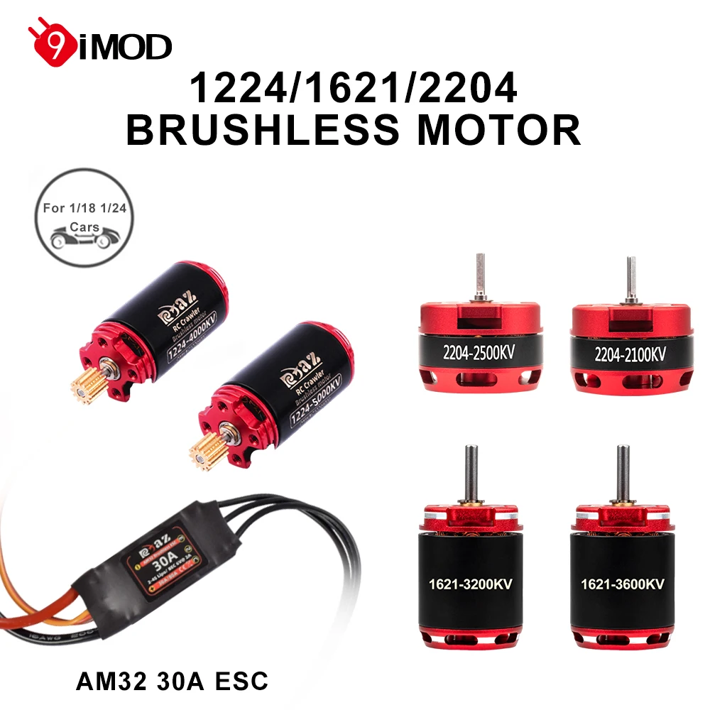 Фото 9IMOD Бесщеточный двигатель ESC Combo AM32 30A Mini ESC 1224/1621/2204 Outrunner Motor для RC 1/18 1/24 Гусеничный автомобиль Axial SCX24 TRX4M №4