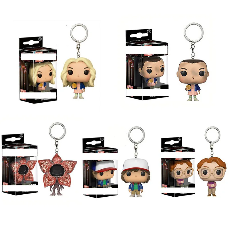 

Stranger Things Keychain Action Figure Toys Eleven with eggos Demogorgon Model Vinyl Dolls Keyring Children Gift