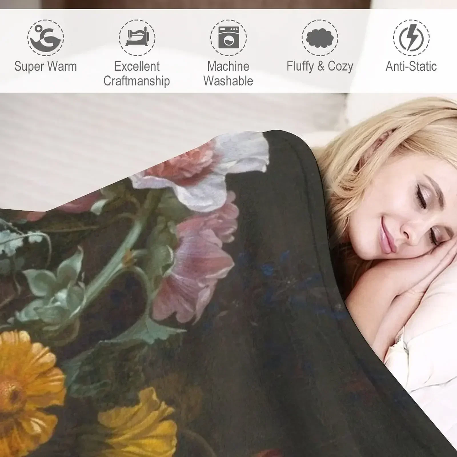 Willem Van Aelst - Vanitas Flower Still Life Пледы для дивана Мягкие кровати Лохматое одеяло