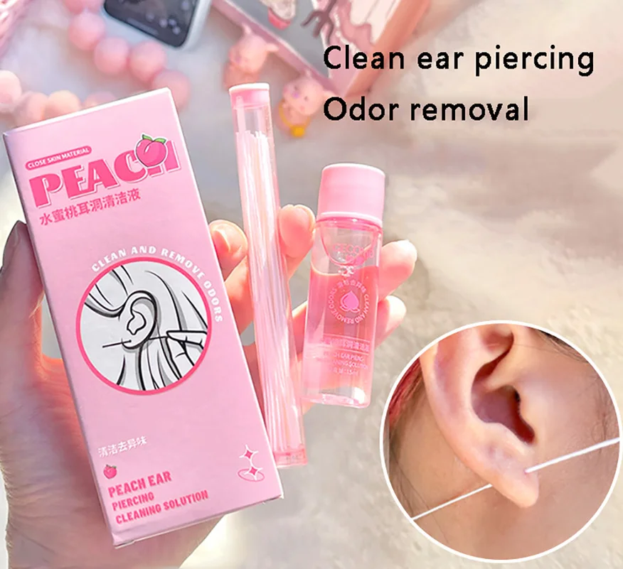 

Peach Flavor Ear Piercing Cleaning Set Ear Hole Cleaning Thin Thread Anti-blocking Dirt Removal Ear Piercing Cleaning Tools Kit