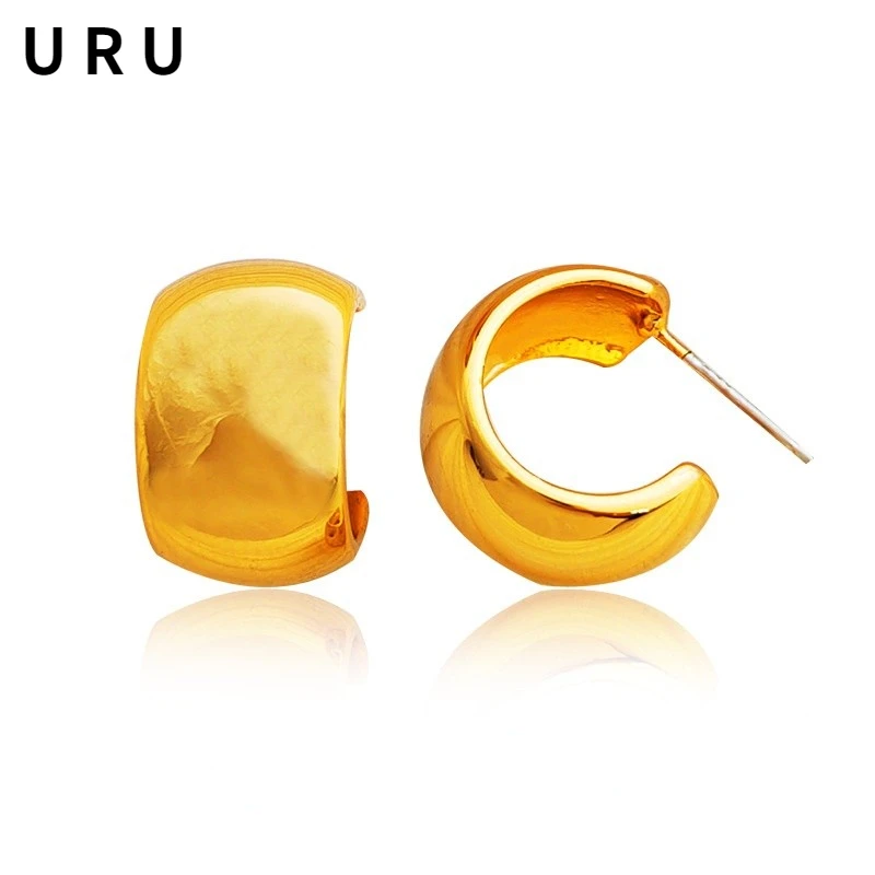 

Trendy Jewelry Simply Hoop Earrings Hot Sale Popular High Quality Brass Thick Plated Metal Earrings For Women