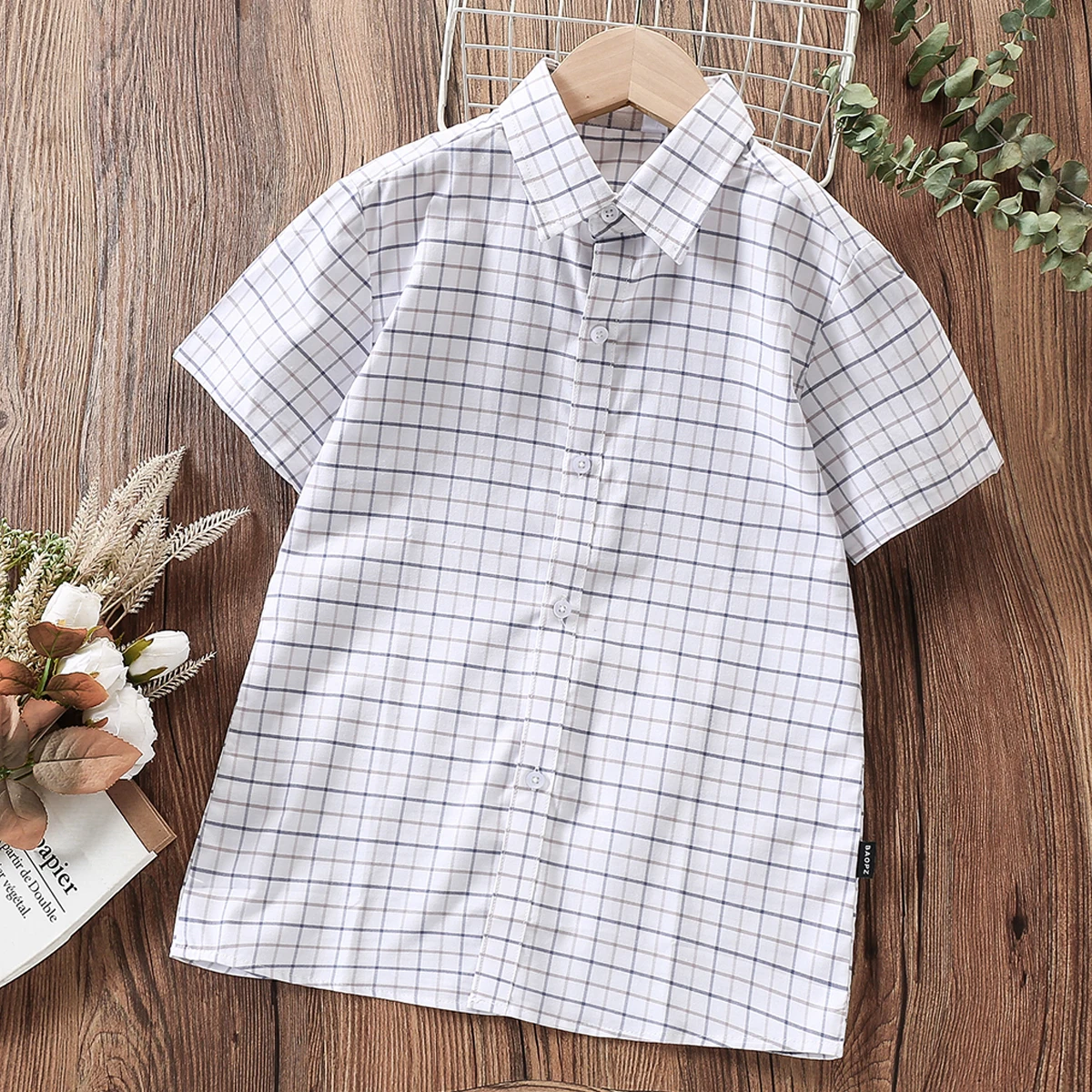 

School Uniform Children Baby Boys Shirts for Girls Blouses Plaid Short Sleeve Teenager Kids Summer Costumes 6 8 10 12 13 Years