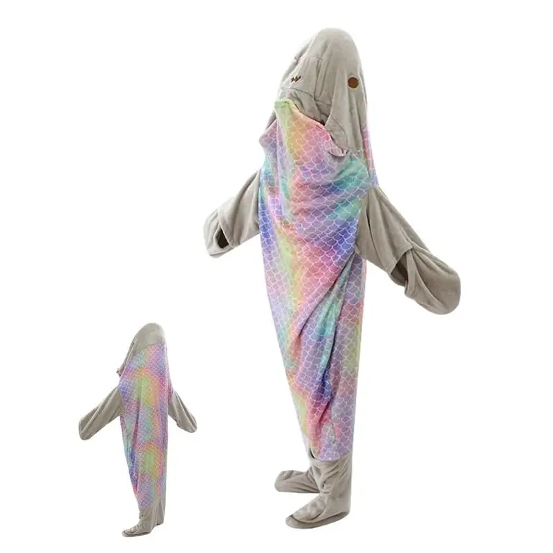 

Wearable Blanket Hoodie Cute Cartoon Shark Blanket Hoodie Cat Sleeping Jumpsuit Cartoon Hoodie Pajama Warm Blanket Hoodie