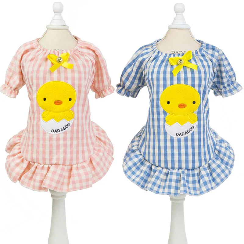 

Cartoon Dog Dress Plaid Purple Pink Cat Clothes Cute Duck Pattern Long Sleeve Sweatshirt Tutu Skirt For Small Dogs Pet Outfit XL