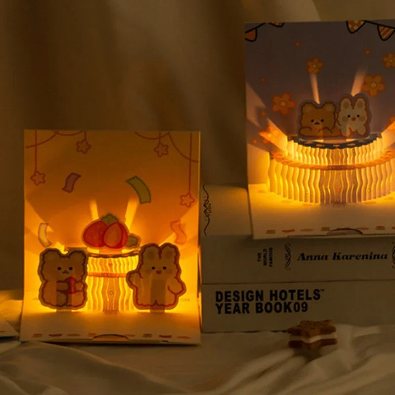 3D легкая музыкальная открытка на день рождения всплывающий торт креативная