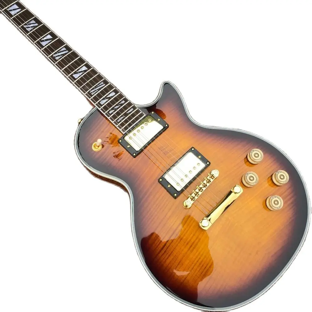 

Custom shop,double Tiger Flame electric guitar,standard custom Sunburst guitarra, Rosewood fingerboard gitaar.1 piece neck body