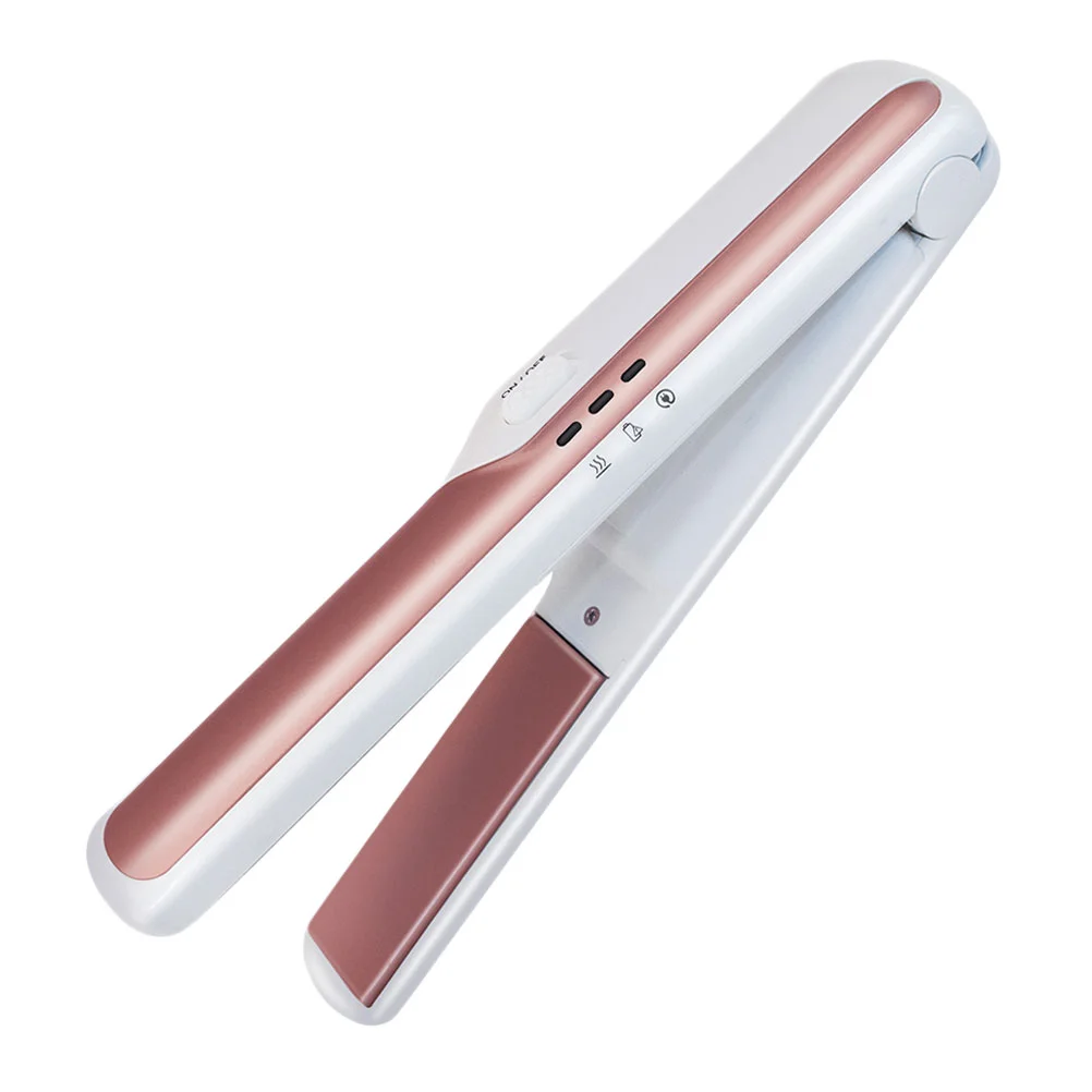 

USB Charger Hair Curler Ceramic Iron Curling Straight Curl Curling Iron Steam Straightener For Salon Home (White Pink)