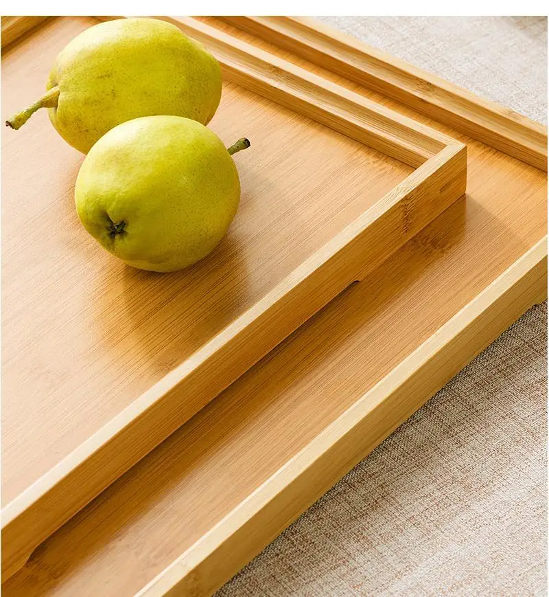 Бамбуковый поднос для чашки с водой фруктовый чай выпечка стейк на гриле торт