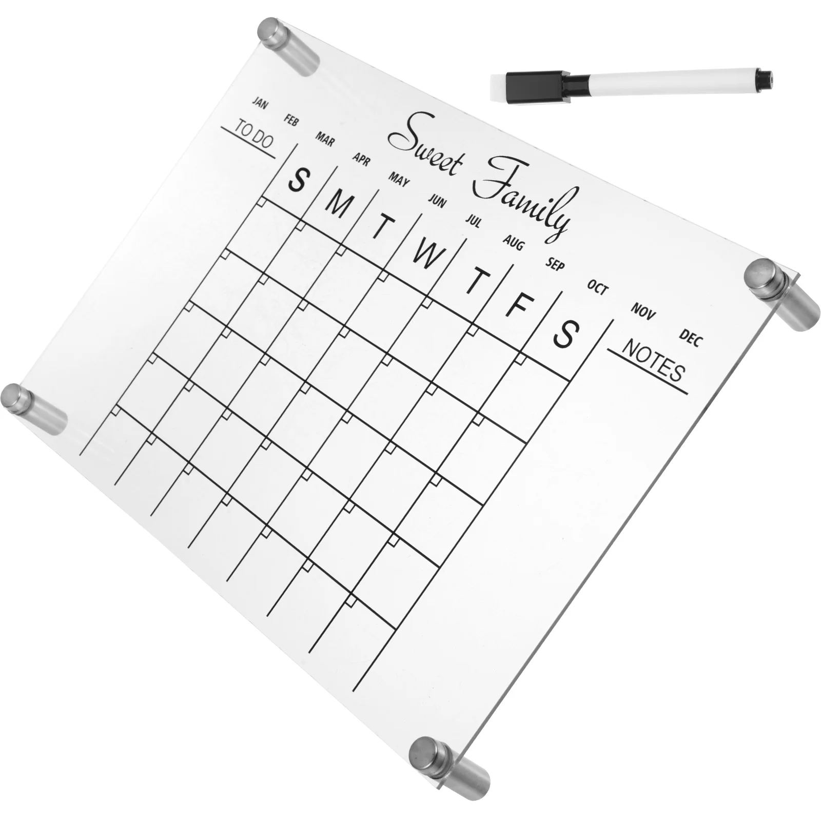 Transparent Writing Acrylic Magnetic Calendar Fridge Dry Erase Clear Board Portable Mini Erasable Desk White Office