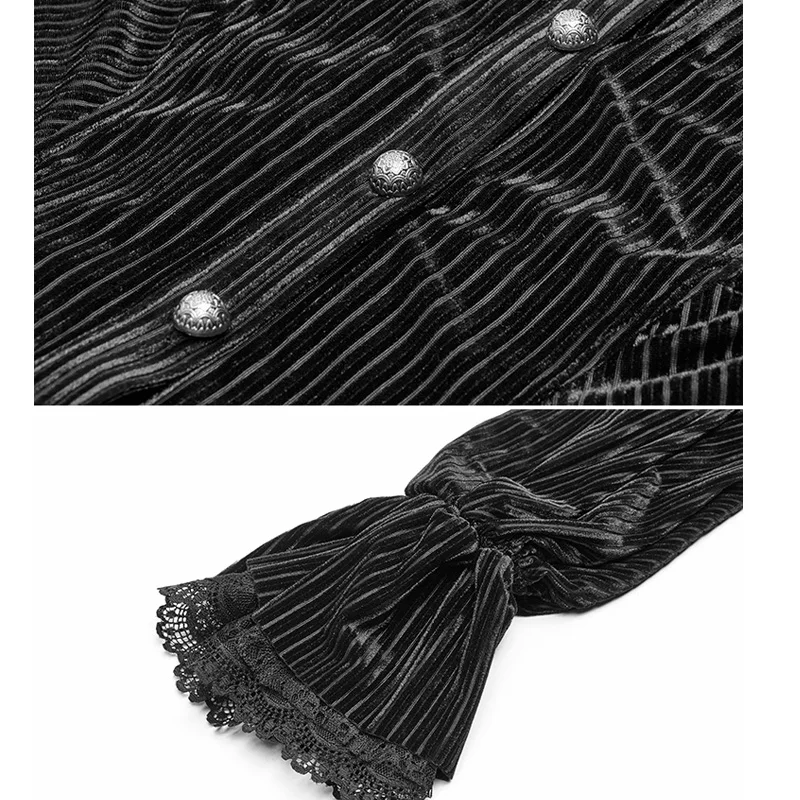 Женская приталенная бархатная рубашка Готическая Облегающая в стиле панк с