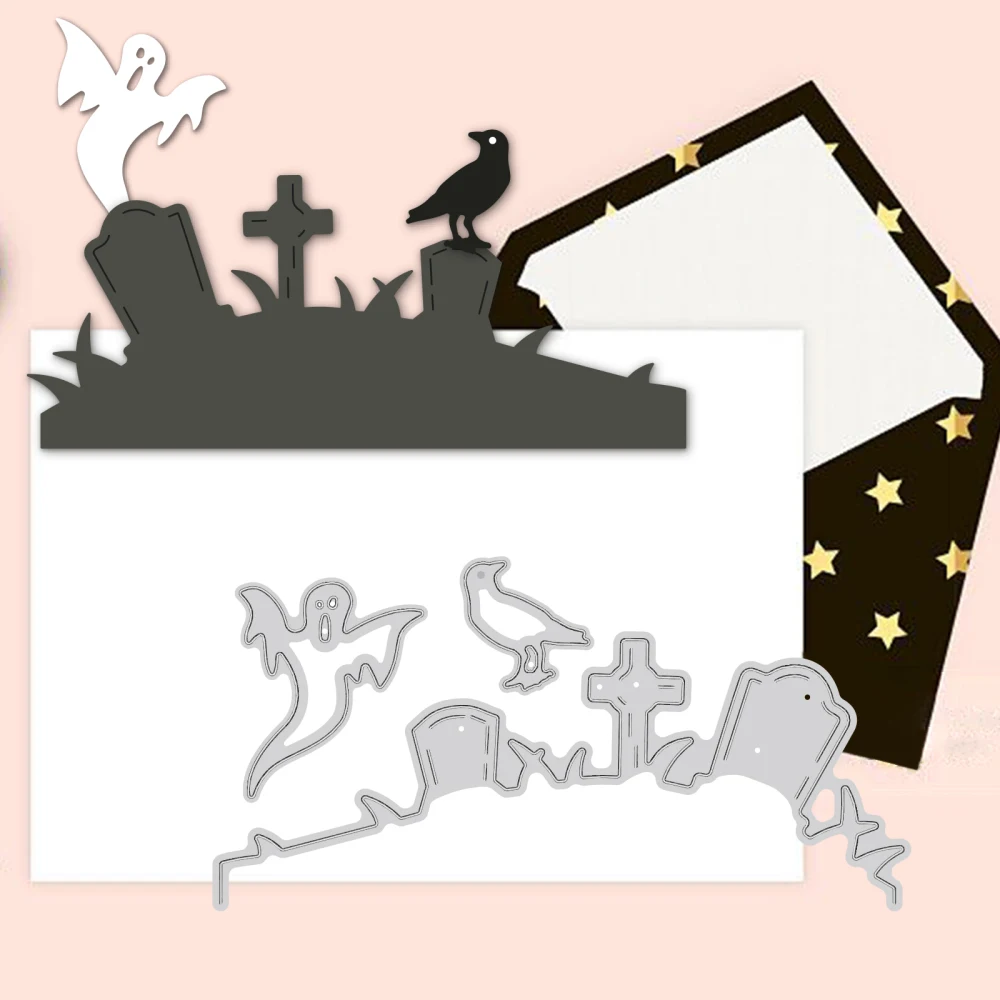 Металлические Вырубные штампы на Хэллоуин Ворон тыква высечки призрак ведьма