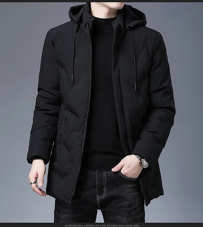 

Brand Hooded Jacke Men Windbreaker Parkas Fashion Mens Long Thicken Outwear Parka Waterproof Cotton Padded Coat Men Clothing