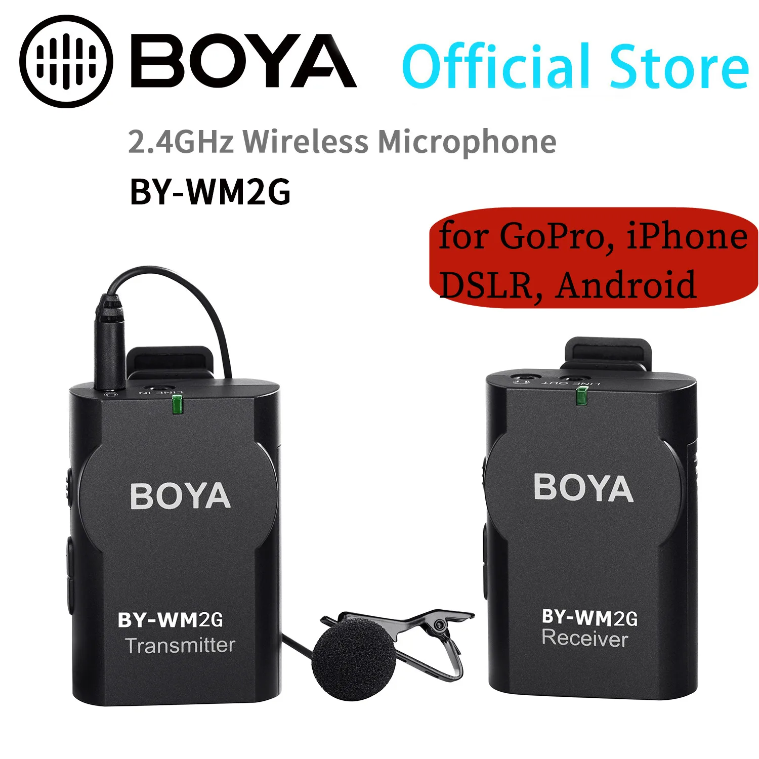 

BOYA BY-WM2G 2,4G конденсаторный беспроводной петличный микрофон для ПК мобильный телефон GoPro Hero 3 + 4 3 потоковый микрофон для Youtube