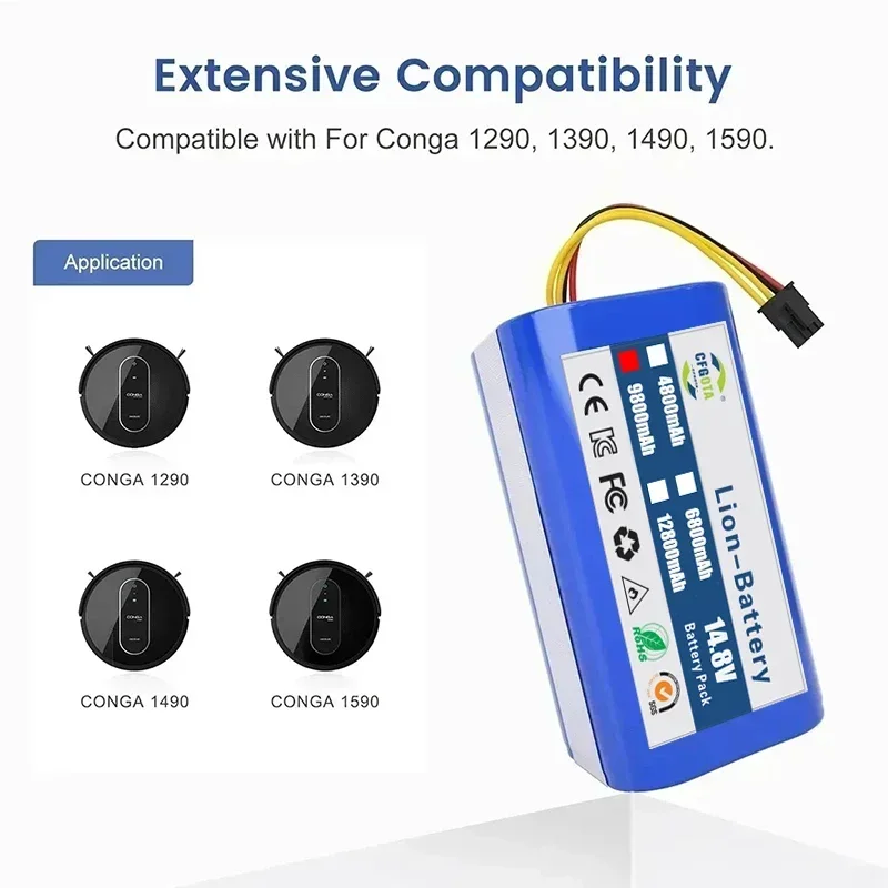 Литий-ионный аккумулятор 14 4 В 6800 мАч для Cecotec Conga 1290 1390 1490