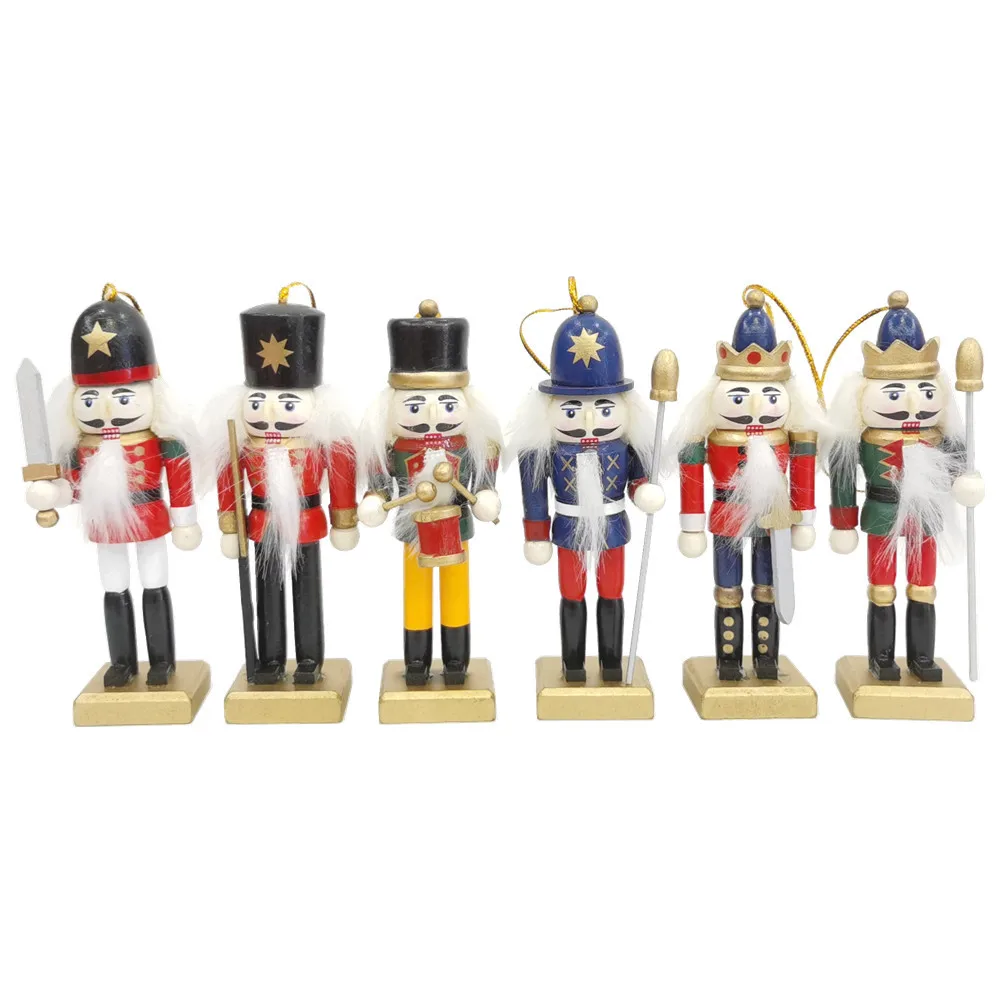 

New Puppet 12CM Cape Nutcracker Patron Saint Walnut Clip Soldier band Home Living Room Ornaments Wooden Statue Christmas Gifts