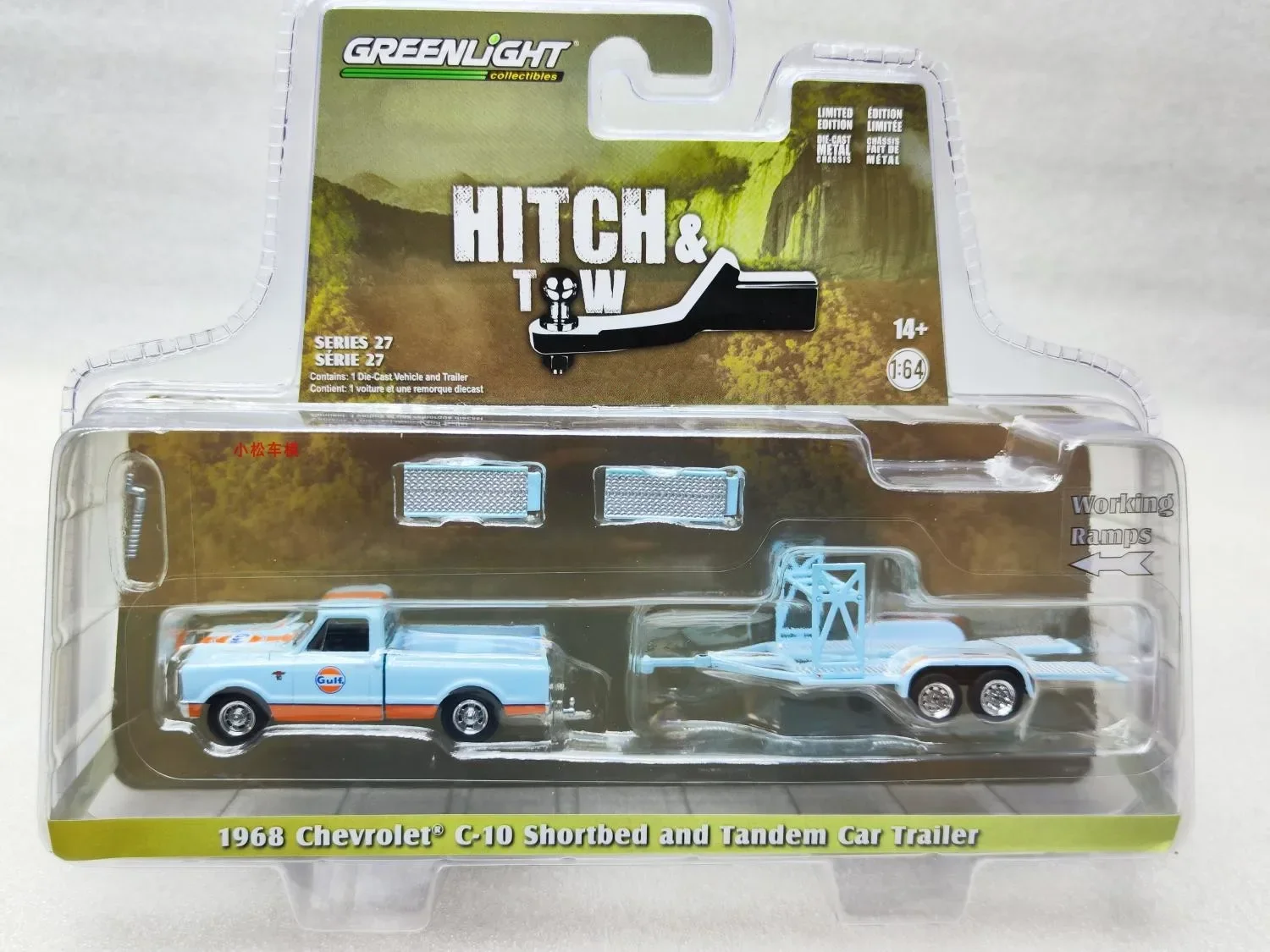 1:64 1968 Chevrolet C-10 Short Bay Oil Gulf и тандемный грузовик с прицепом Коллекция моделей